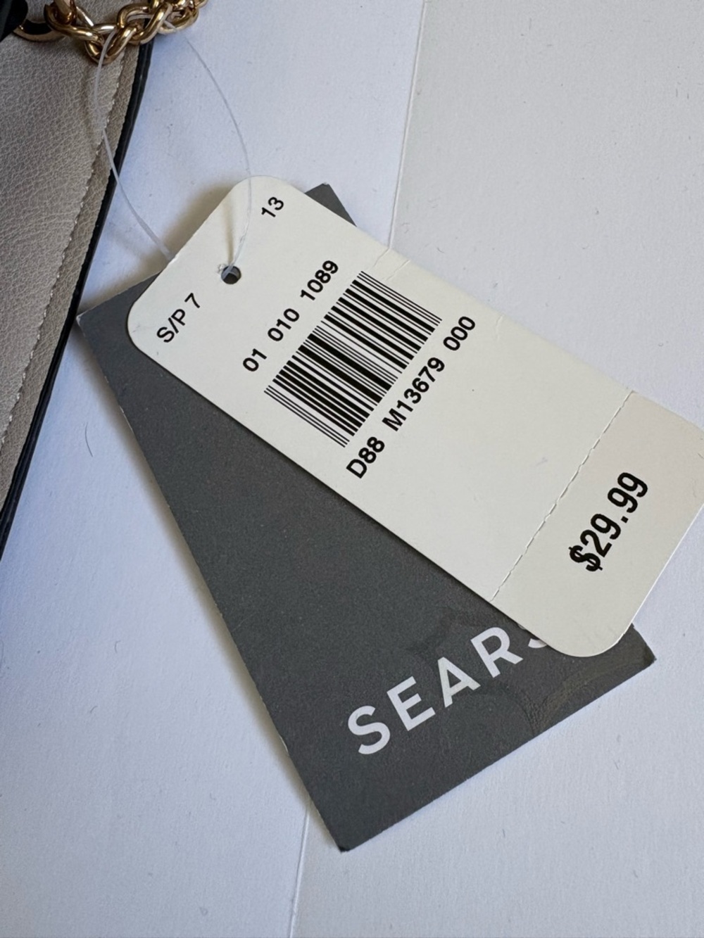 Sears Beige, grey, black, Chain Tassel Crossbody bag, 9 inches by 6 inches. NWT. - Picture 5 of 15